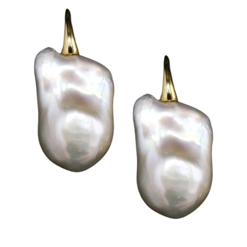 306-07-G | WILD PEARL DROP EARRINGS (GRAY ON GOLD)