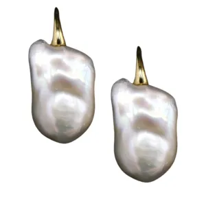 306-07-G | WILD PEARL DROP EARRINGS (GRAY ON GOLD)