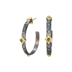 30MM LONDON BLUE TOPAZ CRIVELLI HOOP EARRING