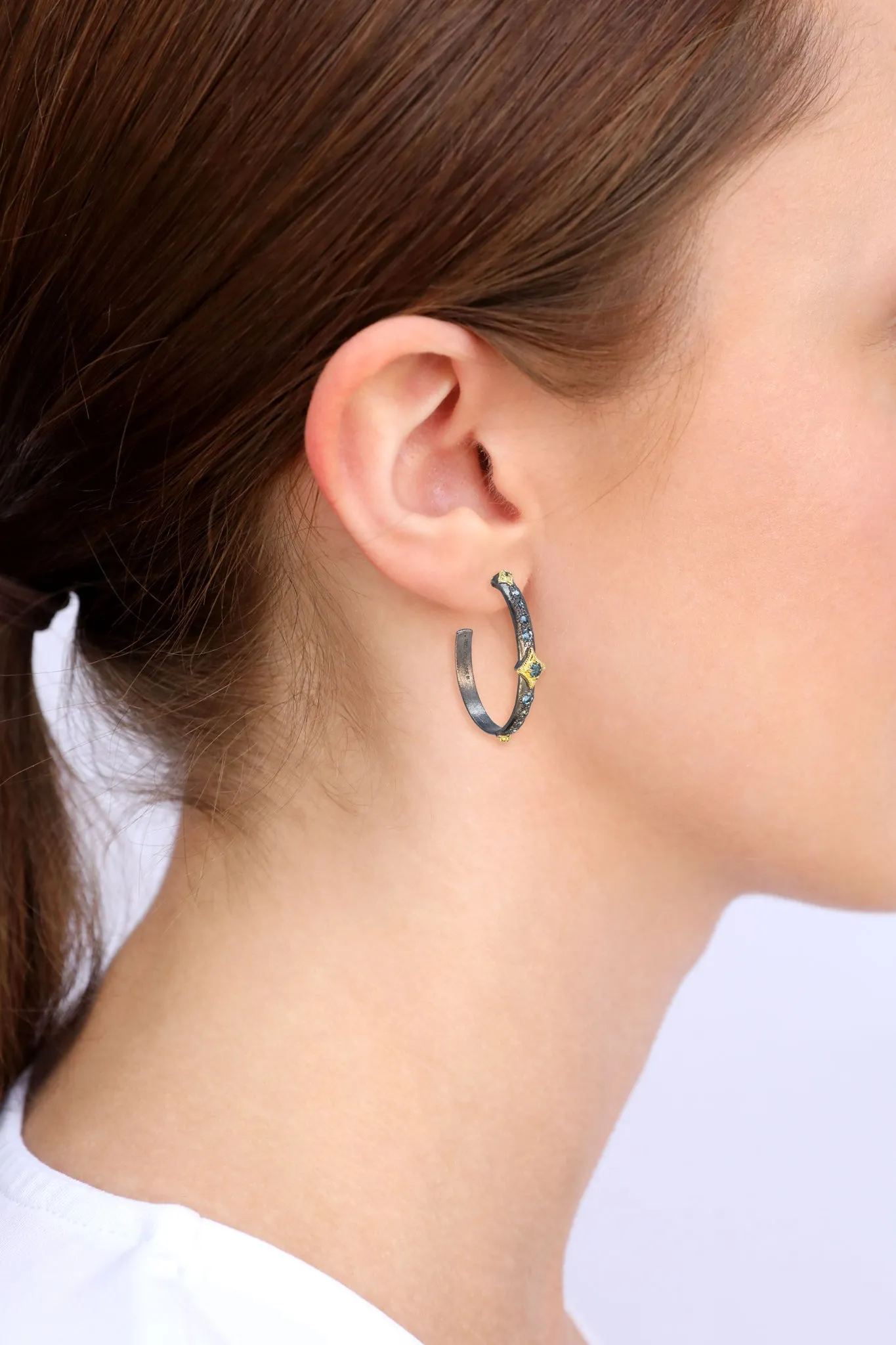30MM LONDON BLUE TOPAZ CRIVELLI HOOP EARRING
