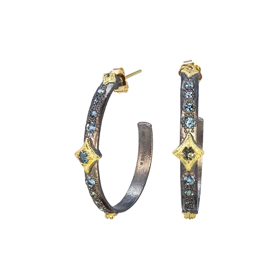 30MM LONDON BLUE TOPAZ CRIVELLI HOOP EARRING