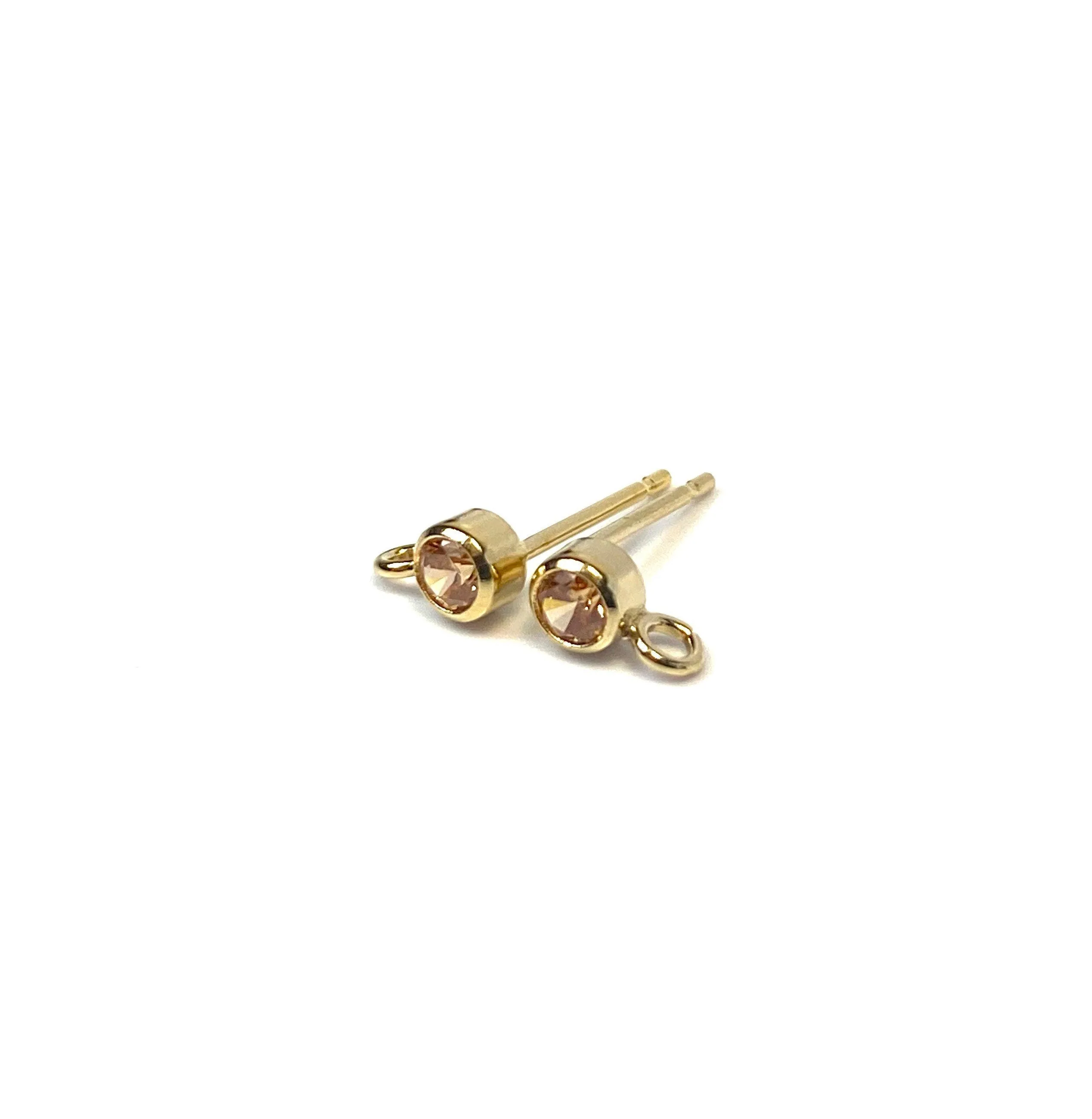 3MM Bezel Ear Post W/ Ring