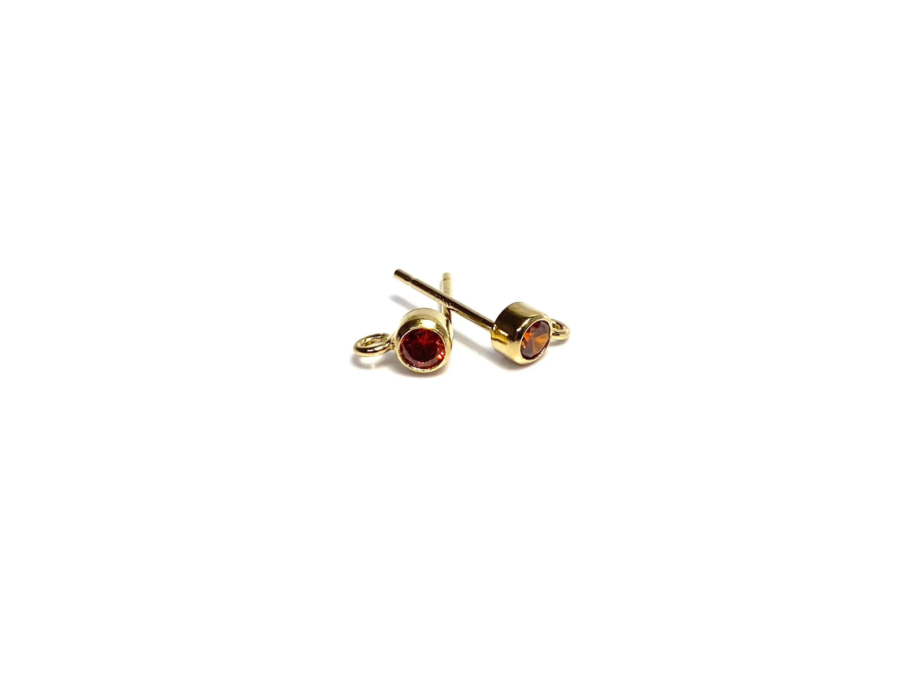 3MM Bezel Ear Post W/ Ring
