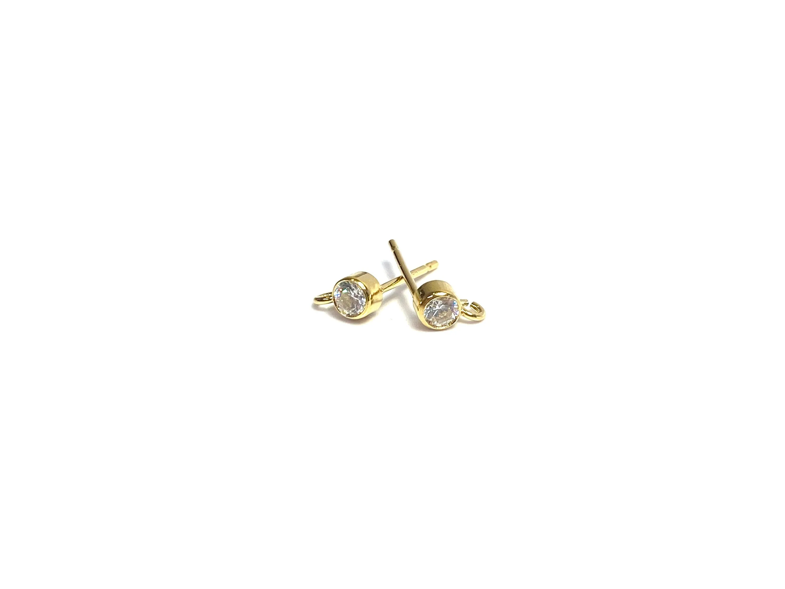3MM Bezel Ear Post W/ Ring