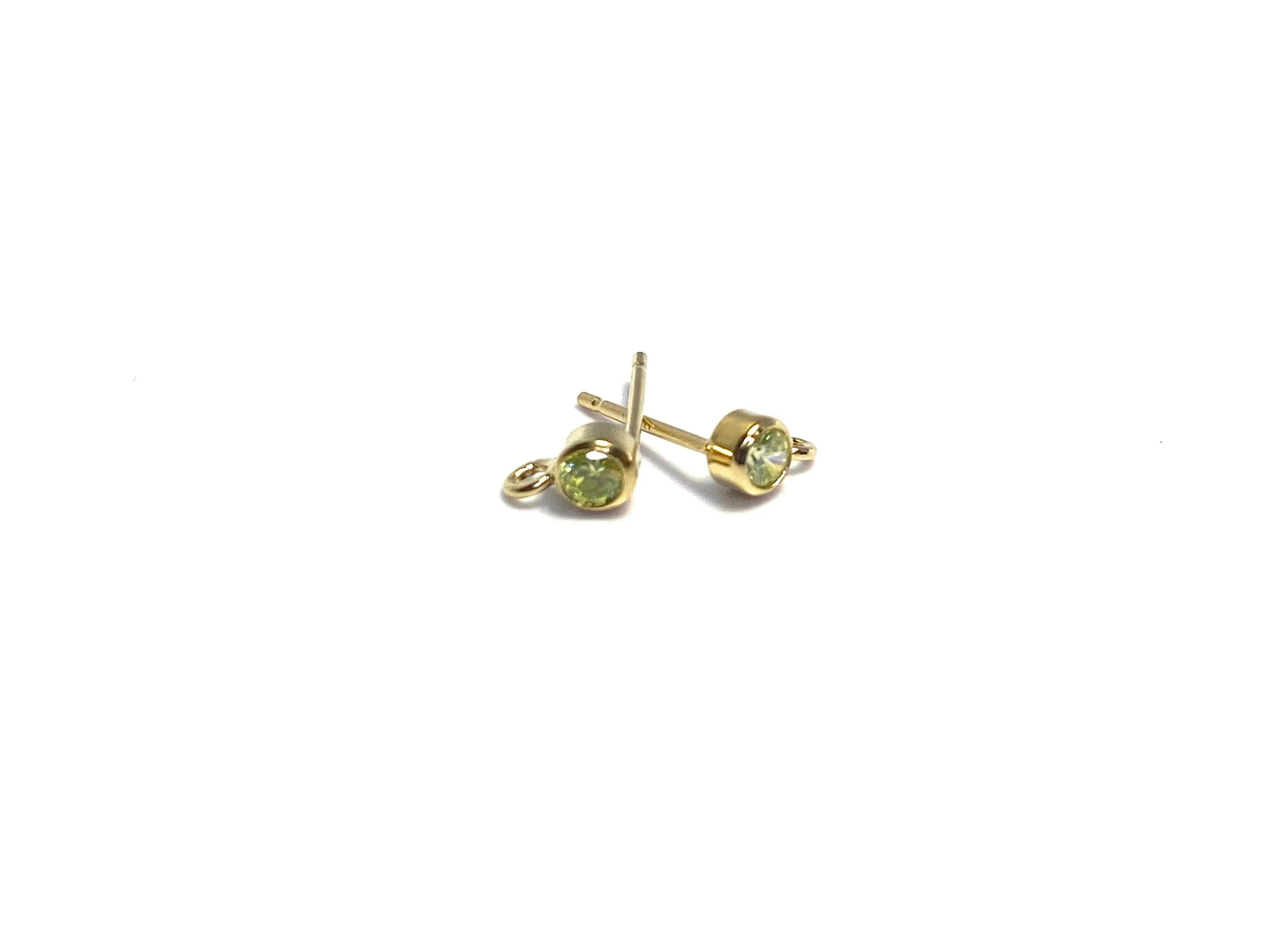 3MM Bezel Ear Post W/ Ring