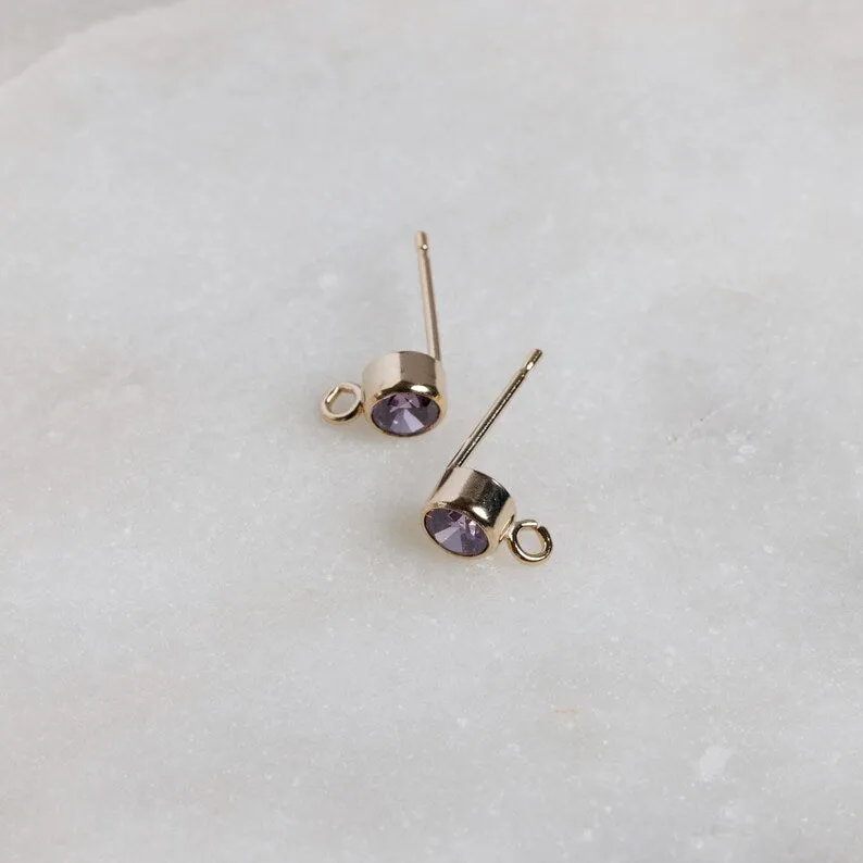 3MM Bezel Ear Post W/ Ring
