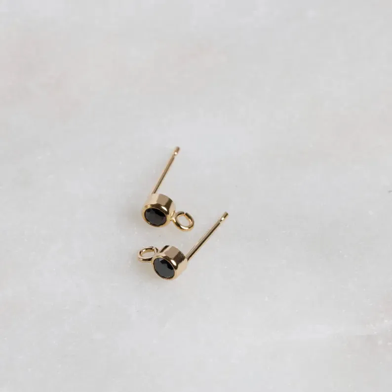 3MM Bezel Ear Post W/ Ring