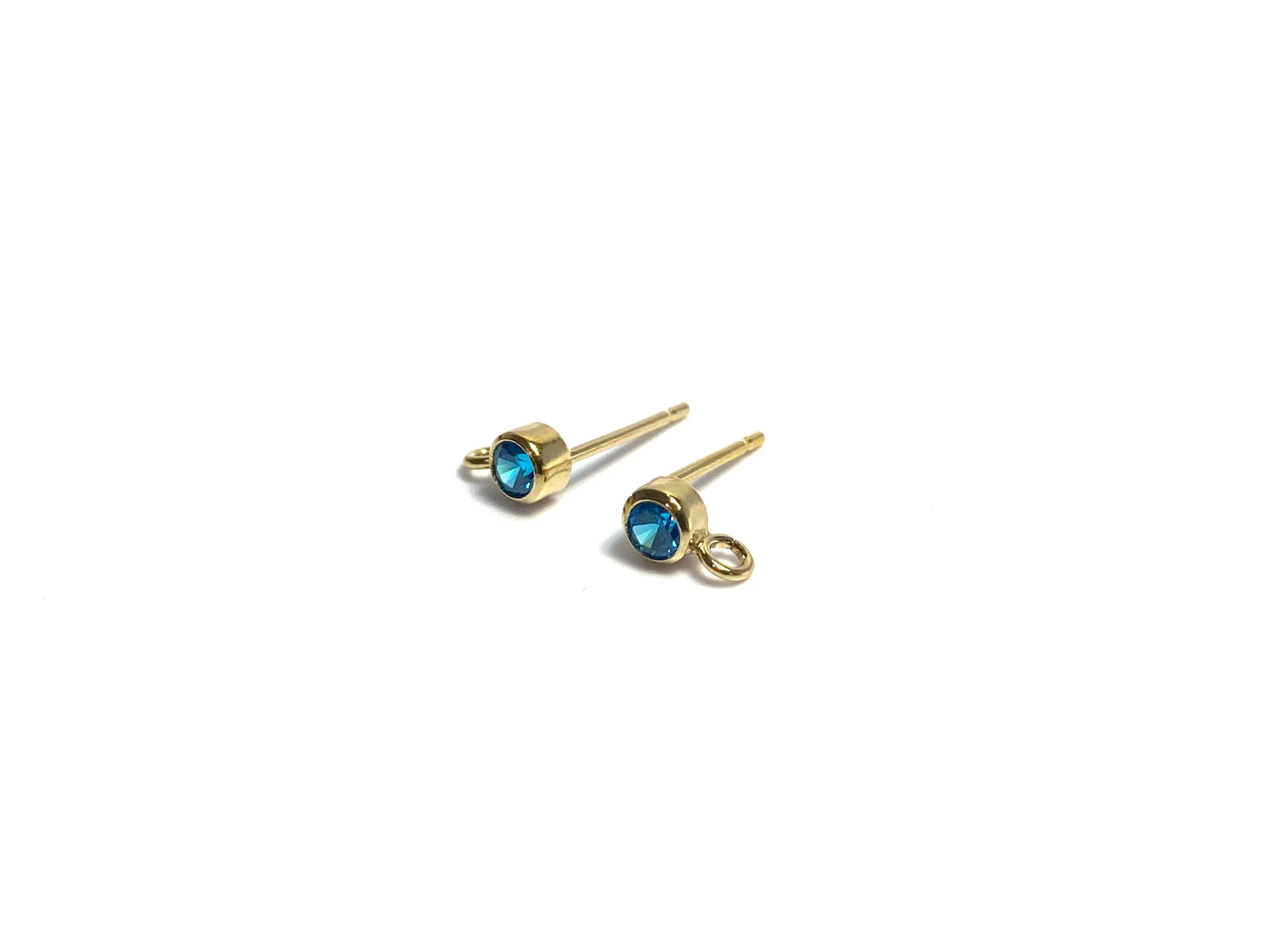 3MM Bezel Ear Post W/ Ring