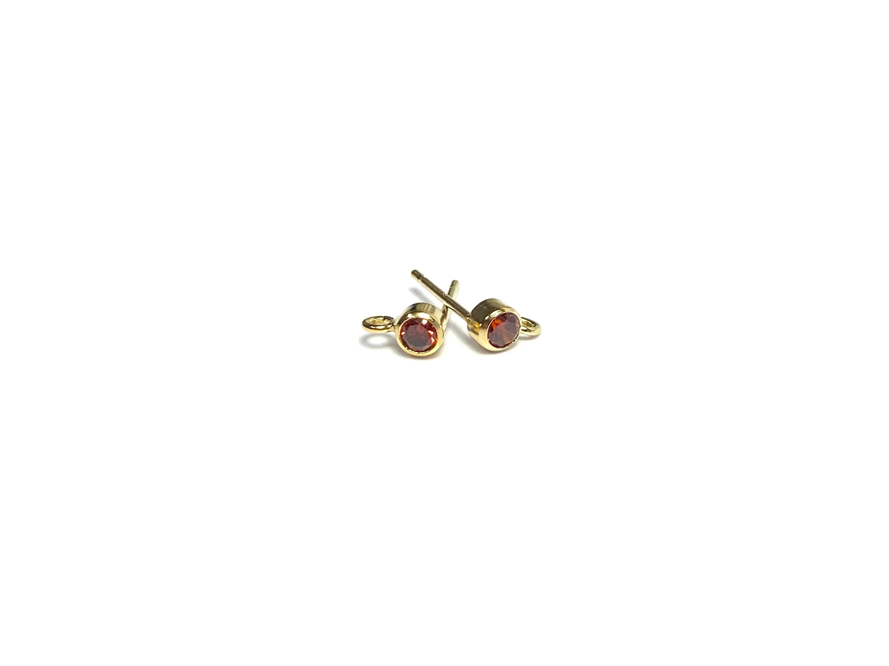 3MM Bezel Ear Post W/ Ring