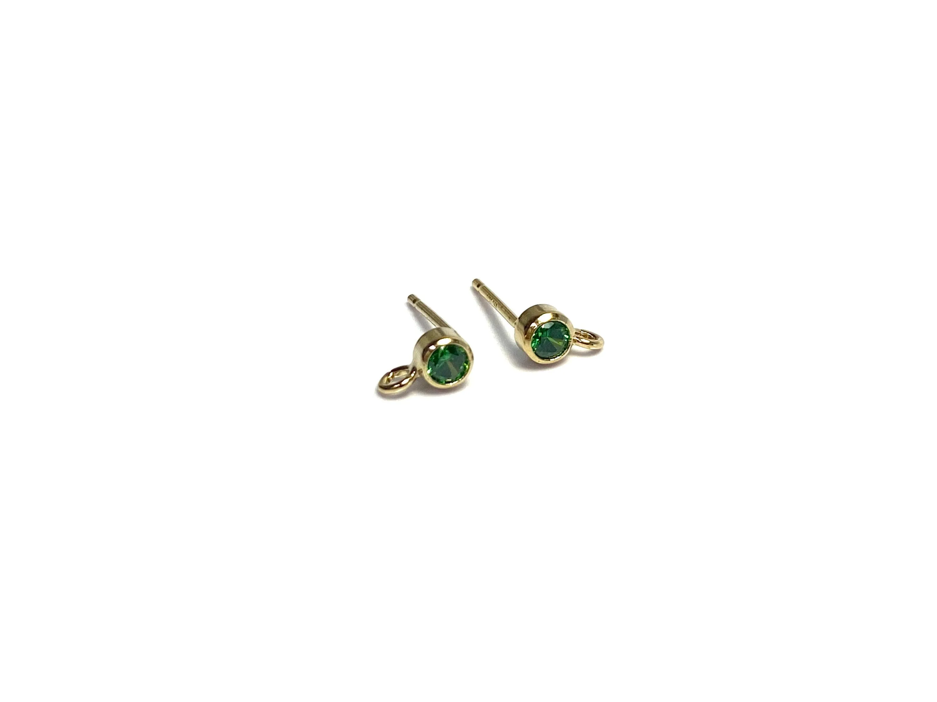 3MM Bezel Ear Post W/ Ring