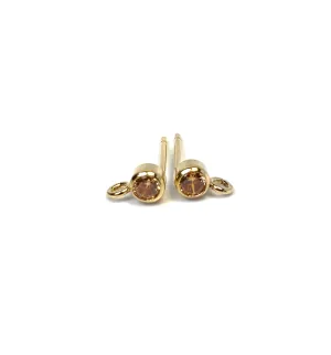 3MM Bezel Ear Post W/ Ring