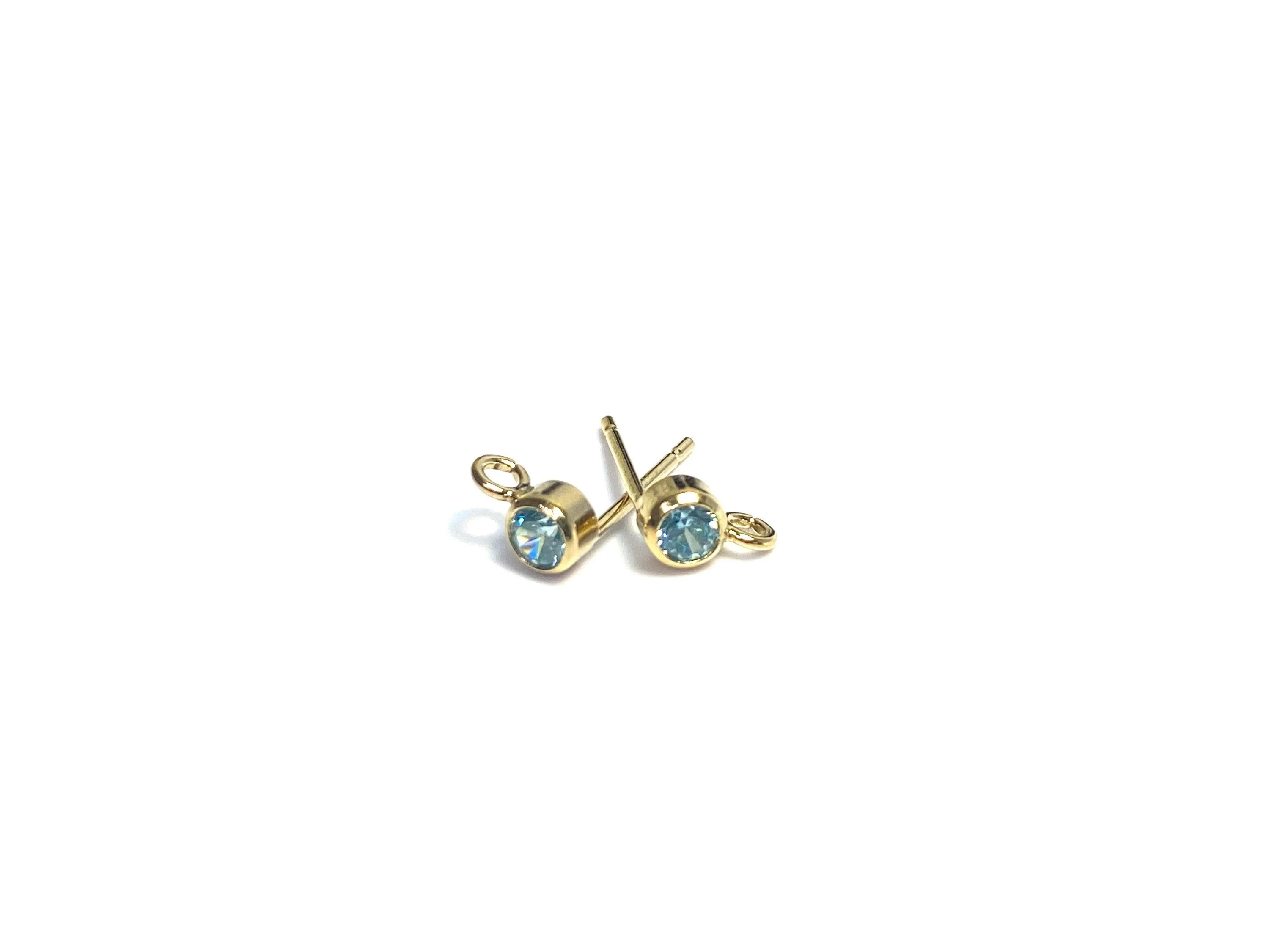 3MM Bezel Ear Post W/ Ring