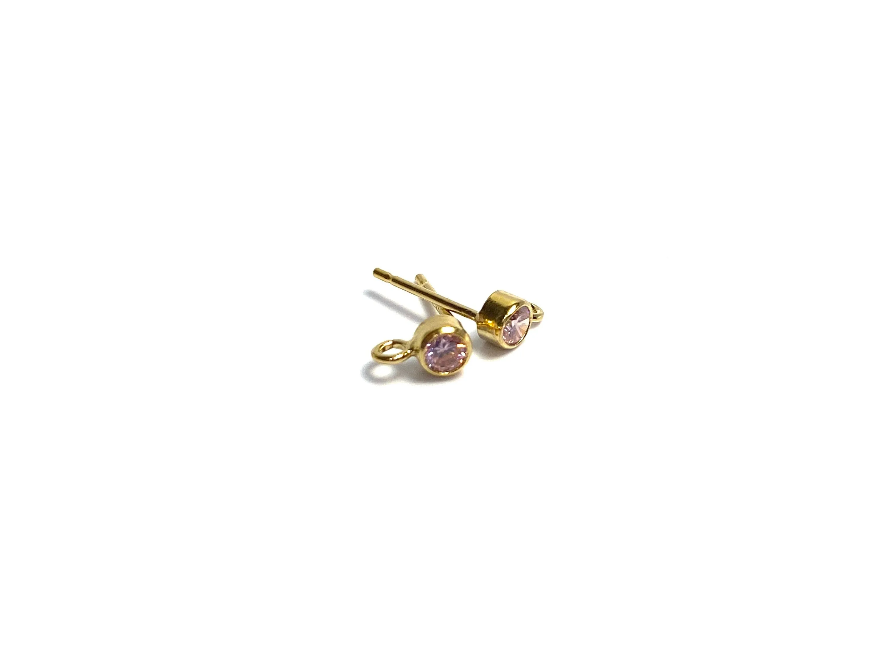 3MM Bezel Ear Post W/ Ring