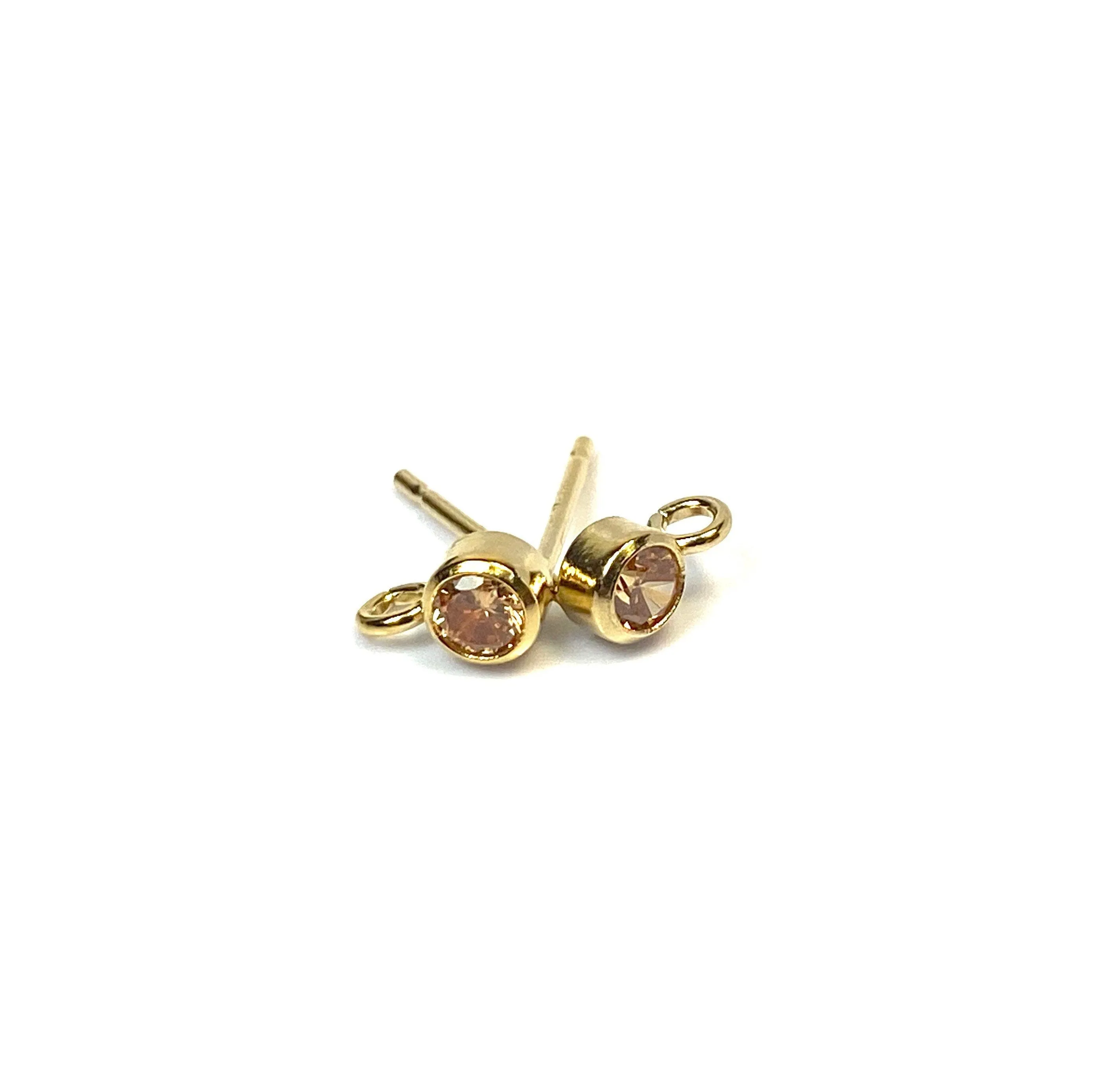 3MM Bezel Ear Post W/ Ring