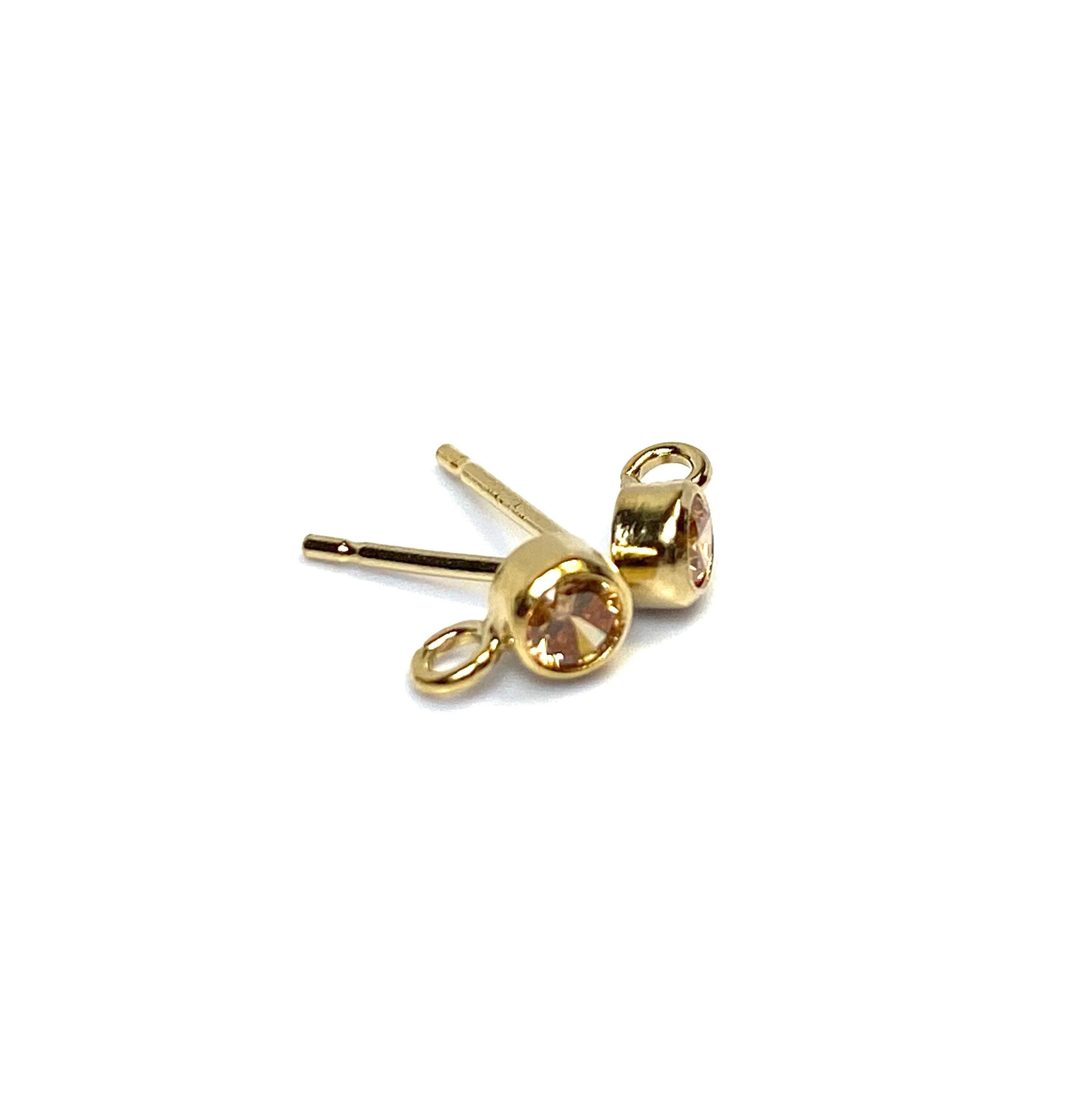 3MM Bezel Ear Post W/ Ring