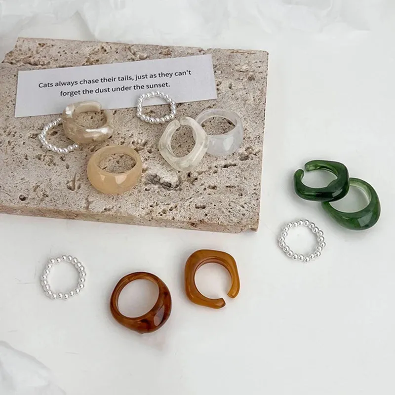 3pcs Korean Style Acrylic Rings