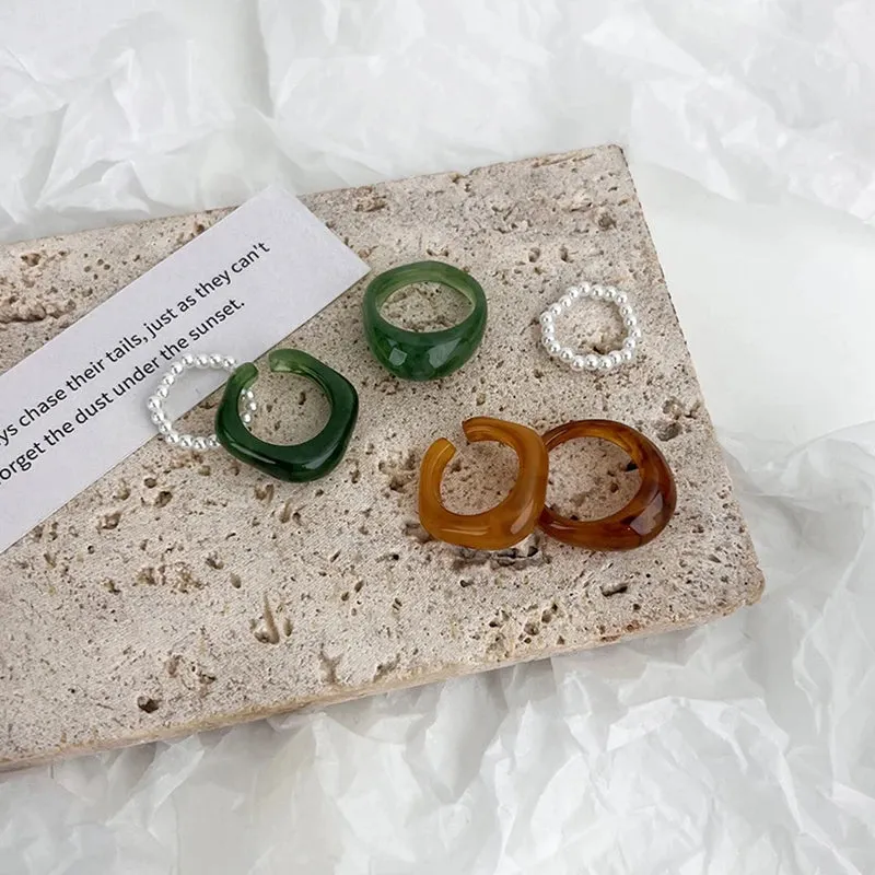 3pcs Korean Style Acrylic Rings