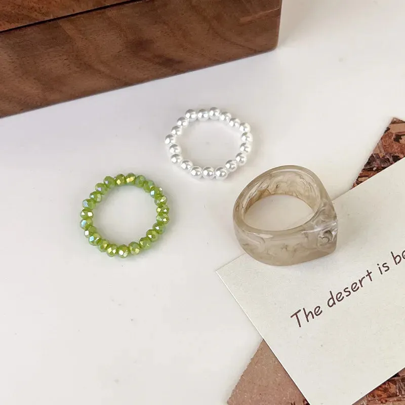3pcs Korean Style Acrylic Rings
