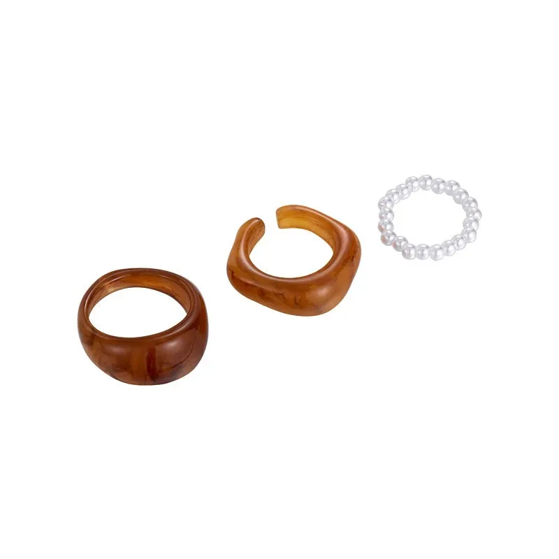 3pcs Korean Style Acrylic Rings