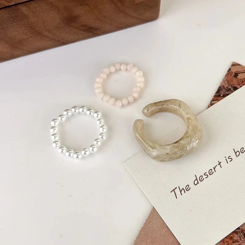 3pcs Korean Style Acrylic Rings