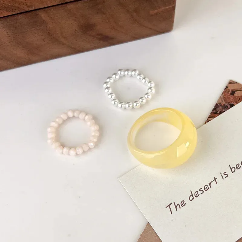 3pcs Korean Style Acrylic Rings