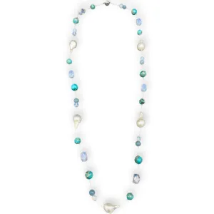 407-06-S | MIX STONE & PEARL NECKLACE LONG