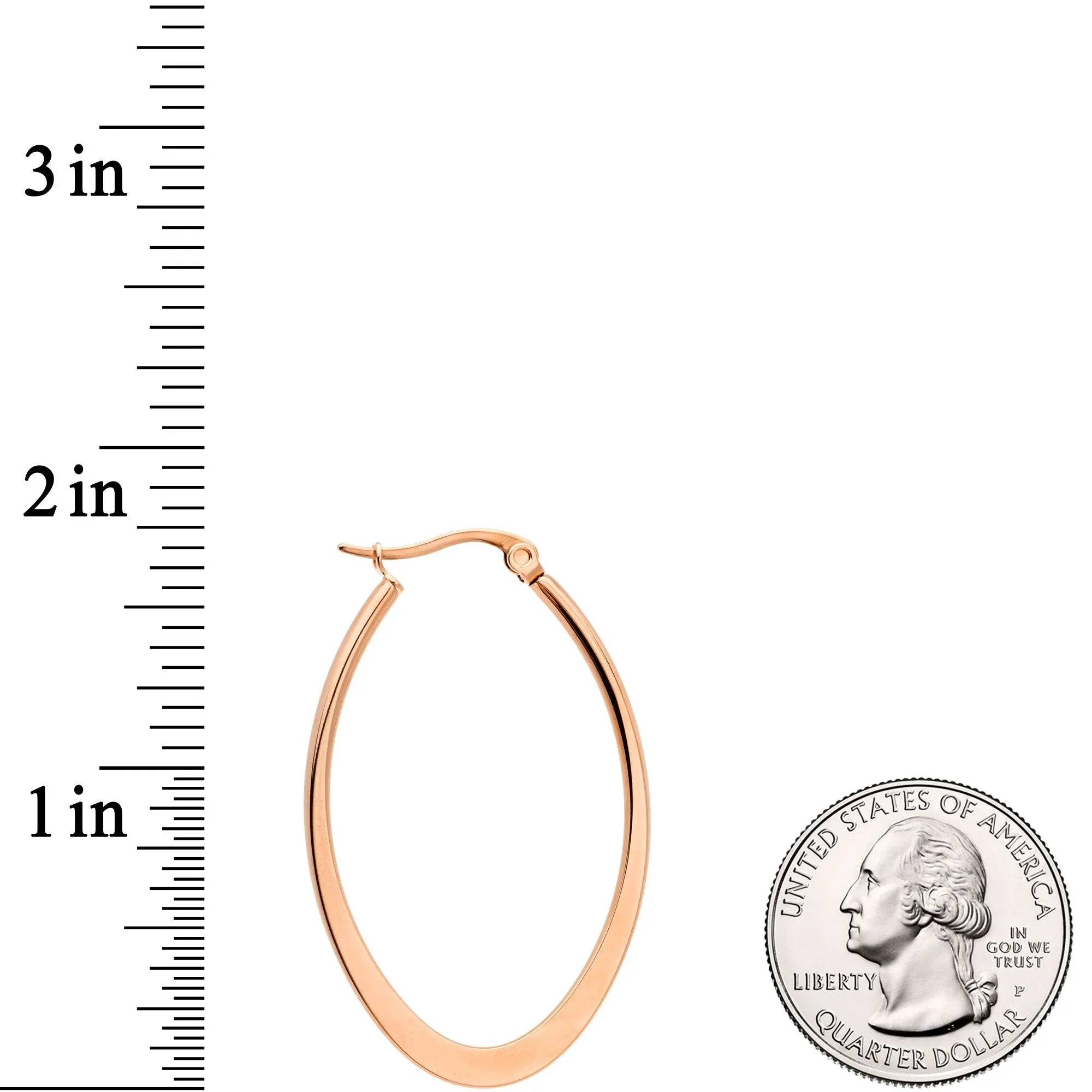 40mm Rose Gold Tone PVD Stainless Steel Oval Hoop Earrings
