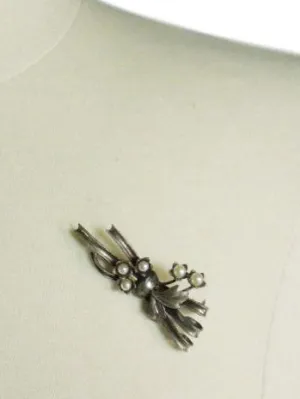 40s Sterling Silver and Pearl Brooch