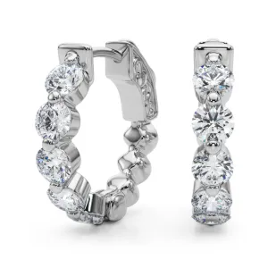 !4K Single Row Vault Lock Diamond Earring Hoops
