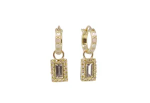 6X3 MM MORGANITE HUGGIE HOOP DROP EARRINGS