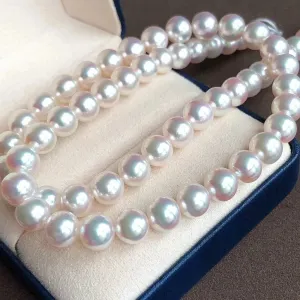 7.0-7.5 mm Round Genuine White Akoya Pearl Necklace in 16 Inch for Women