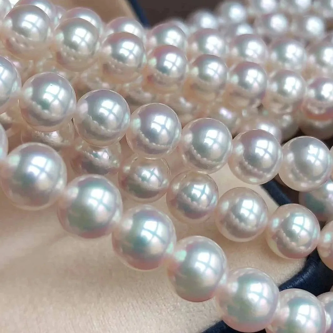 7.0-7.5 mm Round Genuine White Akoya Pearl Necklace in 16 Inch for Women
