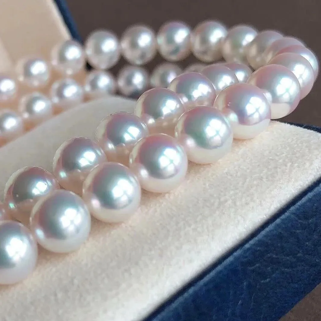 7.0-7.5 mm Round Genuine White Akoya Pearl Necklace in 16 Inch for Women