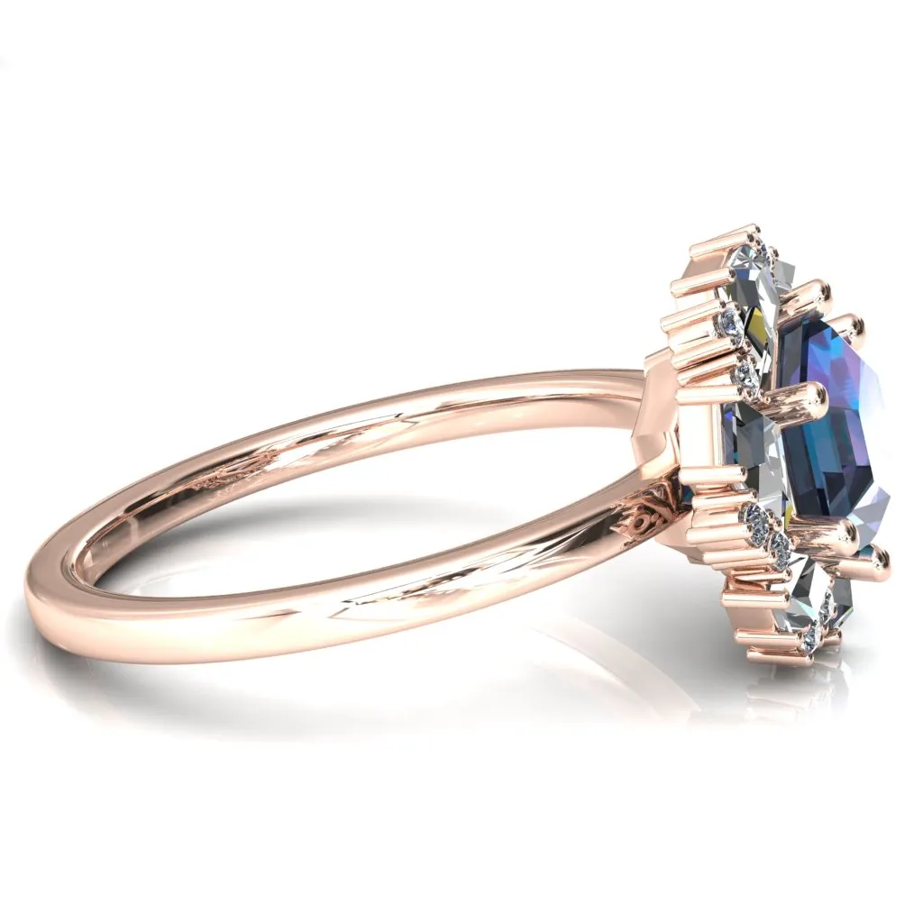7.0mm Hexagon Center Kite Moissanite Cluster Halo Ring