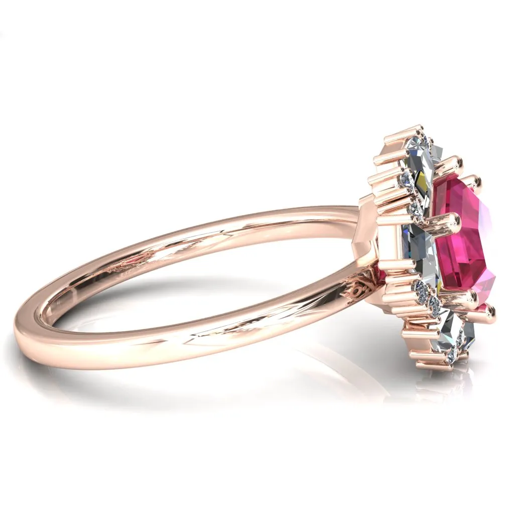 7.0mm Hexagon Center Kite Moissanite Cluster Halo Ring