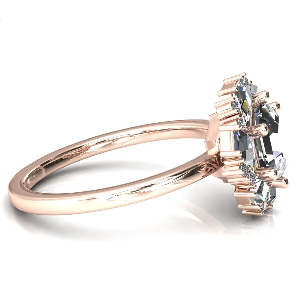 7.0mm Hexagon Center Kite Moissanite Cluster Halo Ring