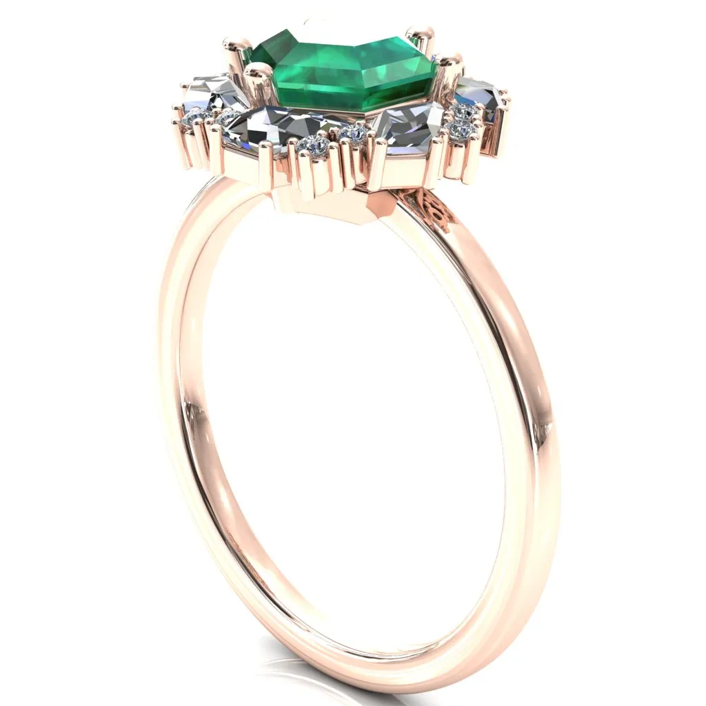 7.0mm Hexagon Center Kite Moissanite Cluster Halo Ring