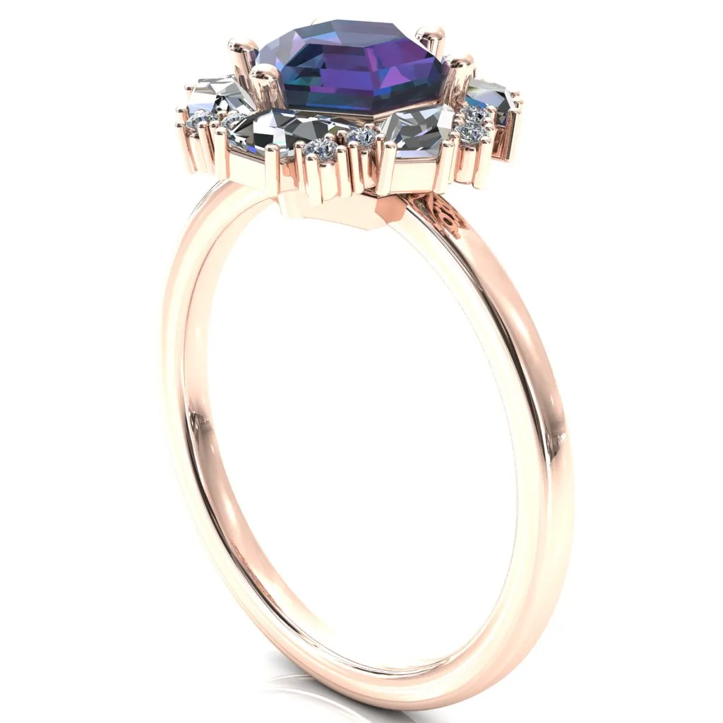 7.0mm Hexagon Center Kite Moissanite Cluster Halo Ring