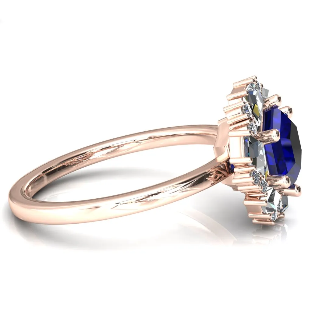 7.0mm Hexagon Center Kite Moissanite Cluster Halo Ring