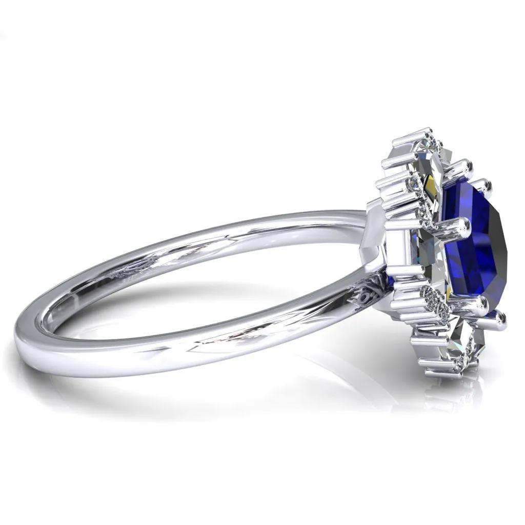 7.0mm Hexagon Center Kite Moissanite Cluster Halo Ring