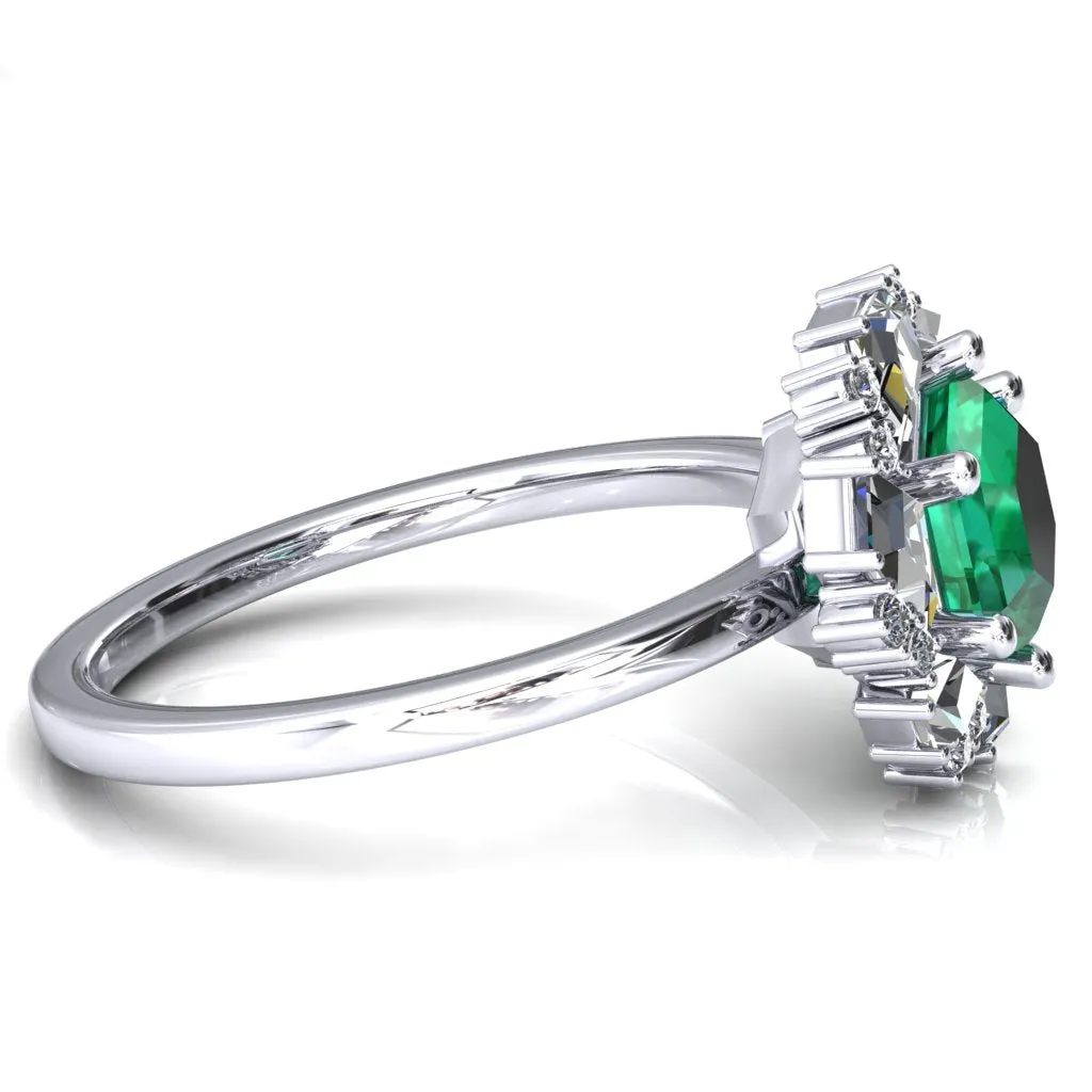7.0mm Hexagon Center Kite Moissanite Cluster Halo Ring