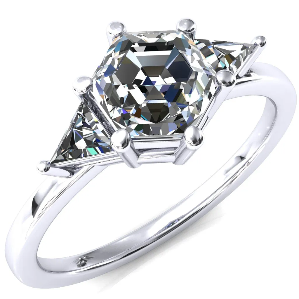 7.5mm Hexagon 3 Stone Triangle Ring