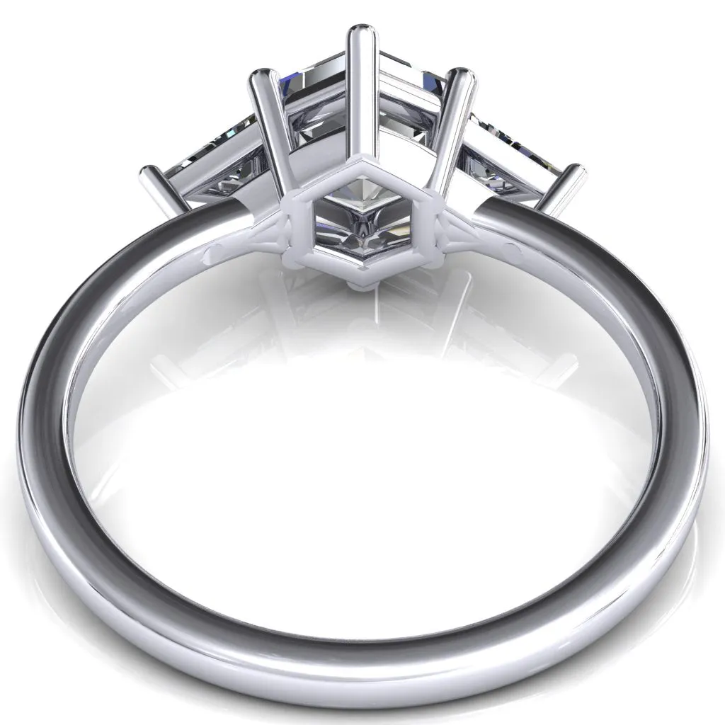 7.5mm Hexagon 3 Stone Triangle Ring
