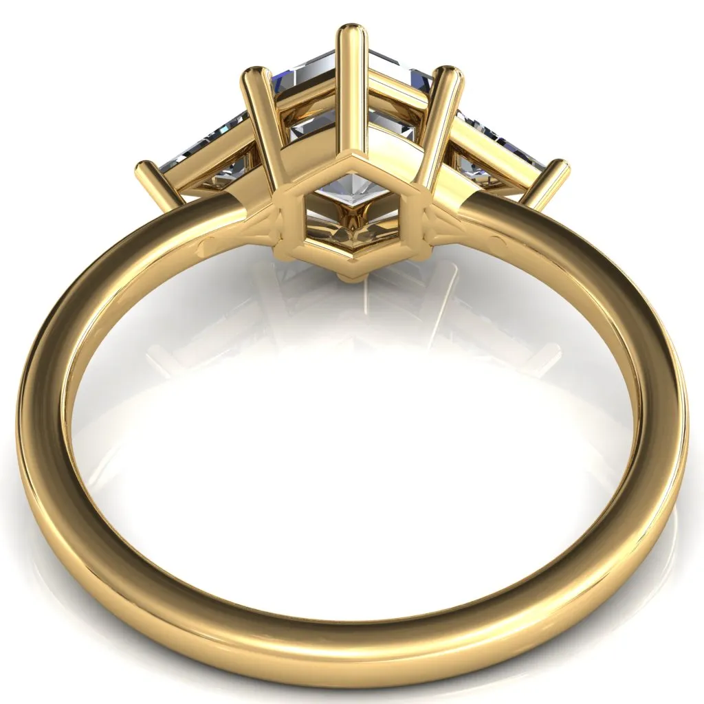 7.5mm Hexagon 3 Stone Triangle Ring