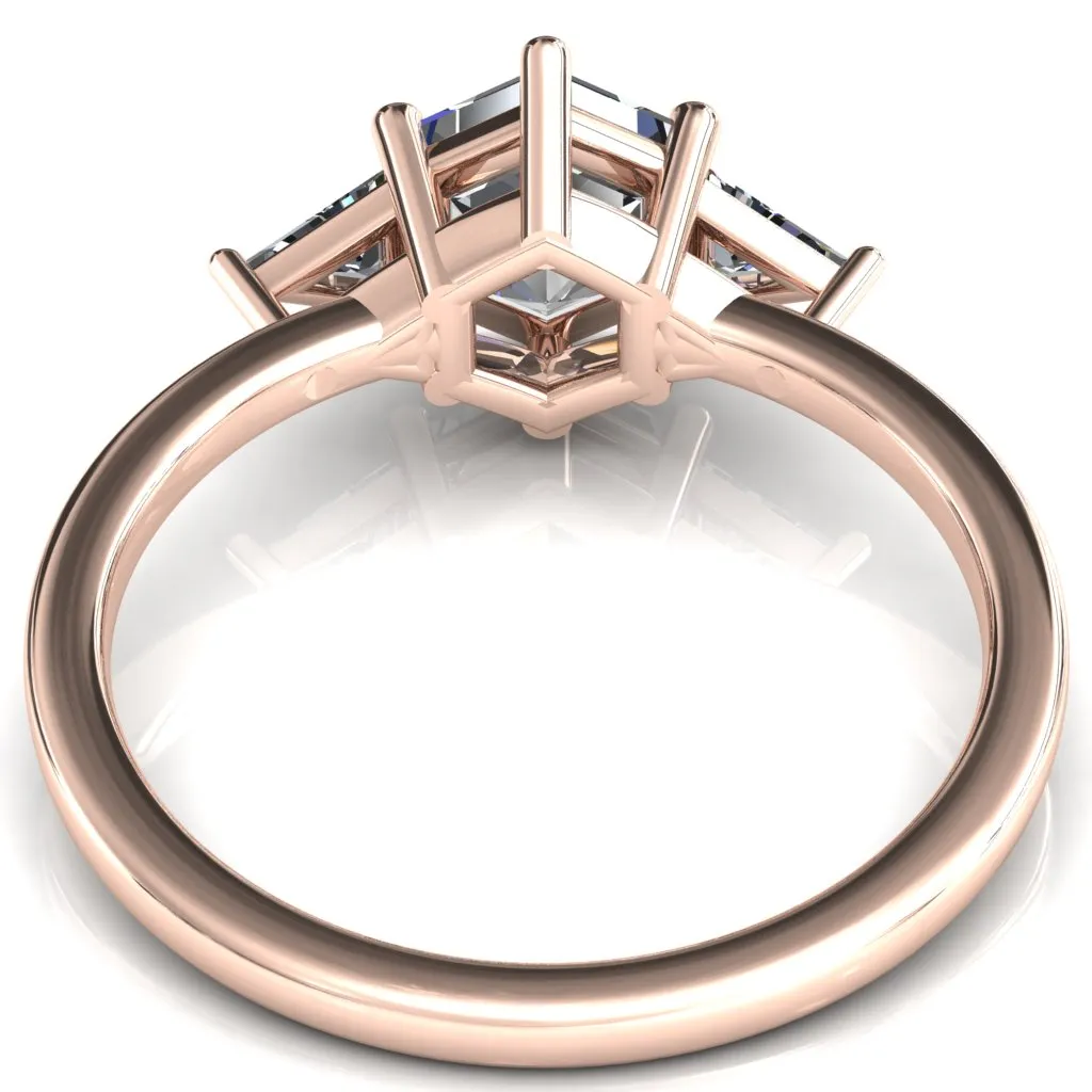 7.5mm Hexagon 3 Stone Triangle Ring