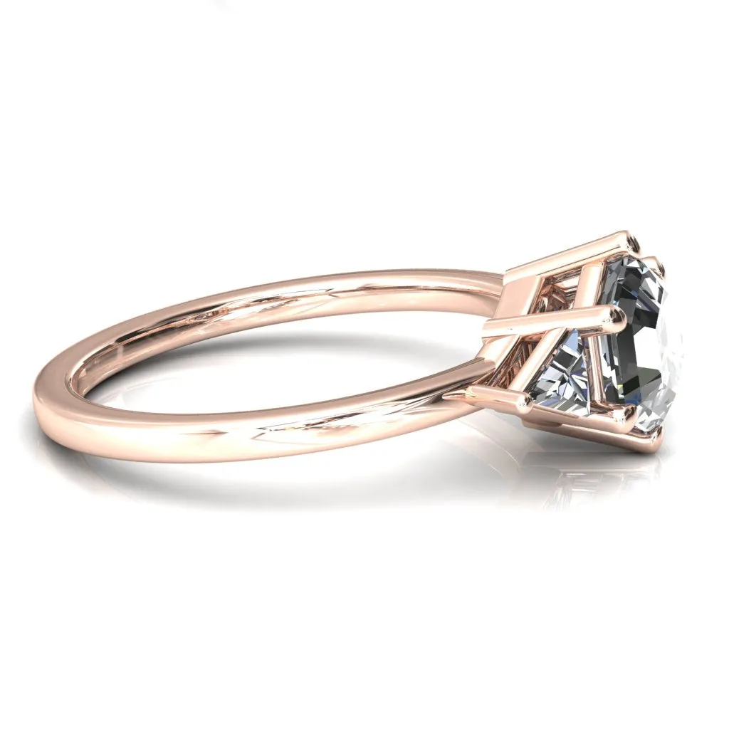 7.5mm Hexagon 3 Stone Triangle Ring