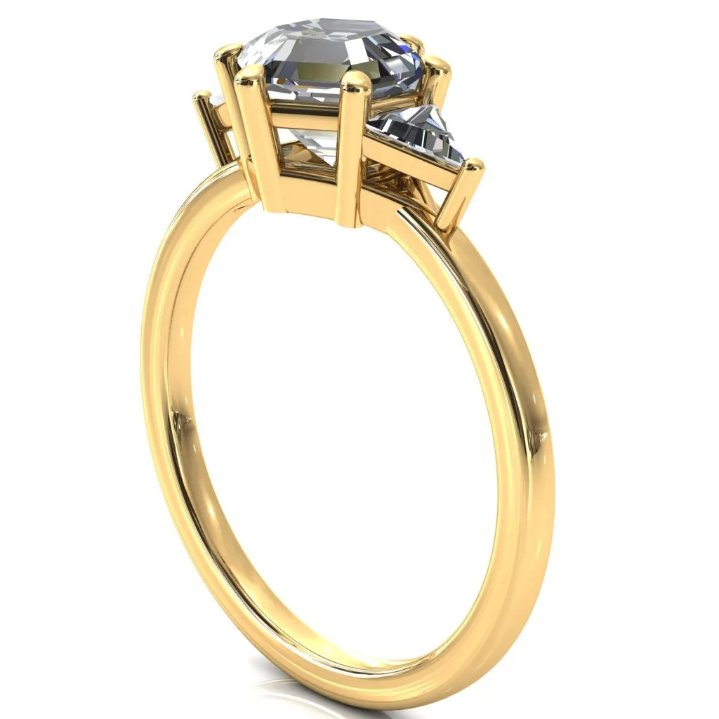 7.5mm Hexagon 3 Stone Triangle Ring
