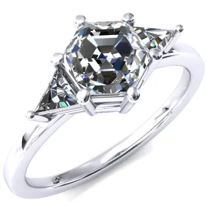 7.5mm Hexagon 3 Stone Triangle Ring