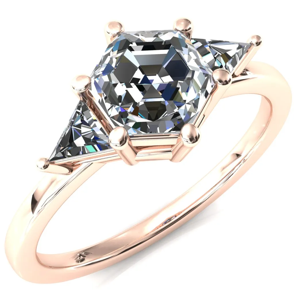 7.5mm Hexagon 3 Stone Triangle Ring