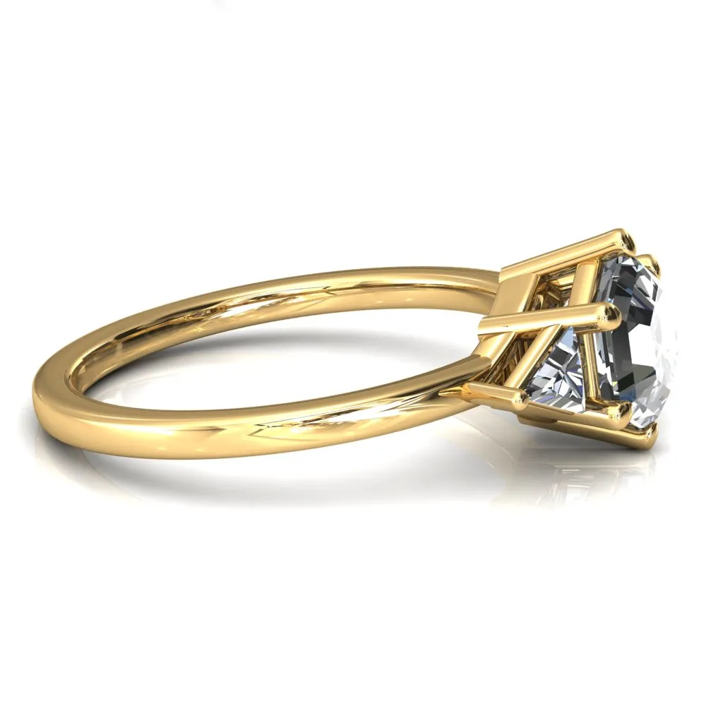 7.5mm Hexagon 3 Stone Triangle Ring